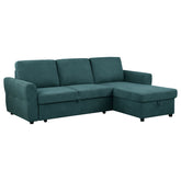Orleans Furniture - Coaster - Samantha Upholstered Storage Sleeper Sectional Sofa Teal - 511087