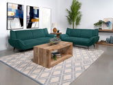 Orleans Furniture - Coaster - Acton 2-piece Upholstered Flared Arm Sofa Set Teal Blue - 511161-S2