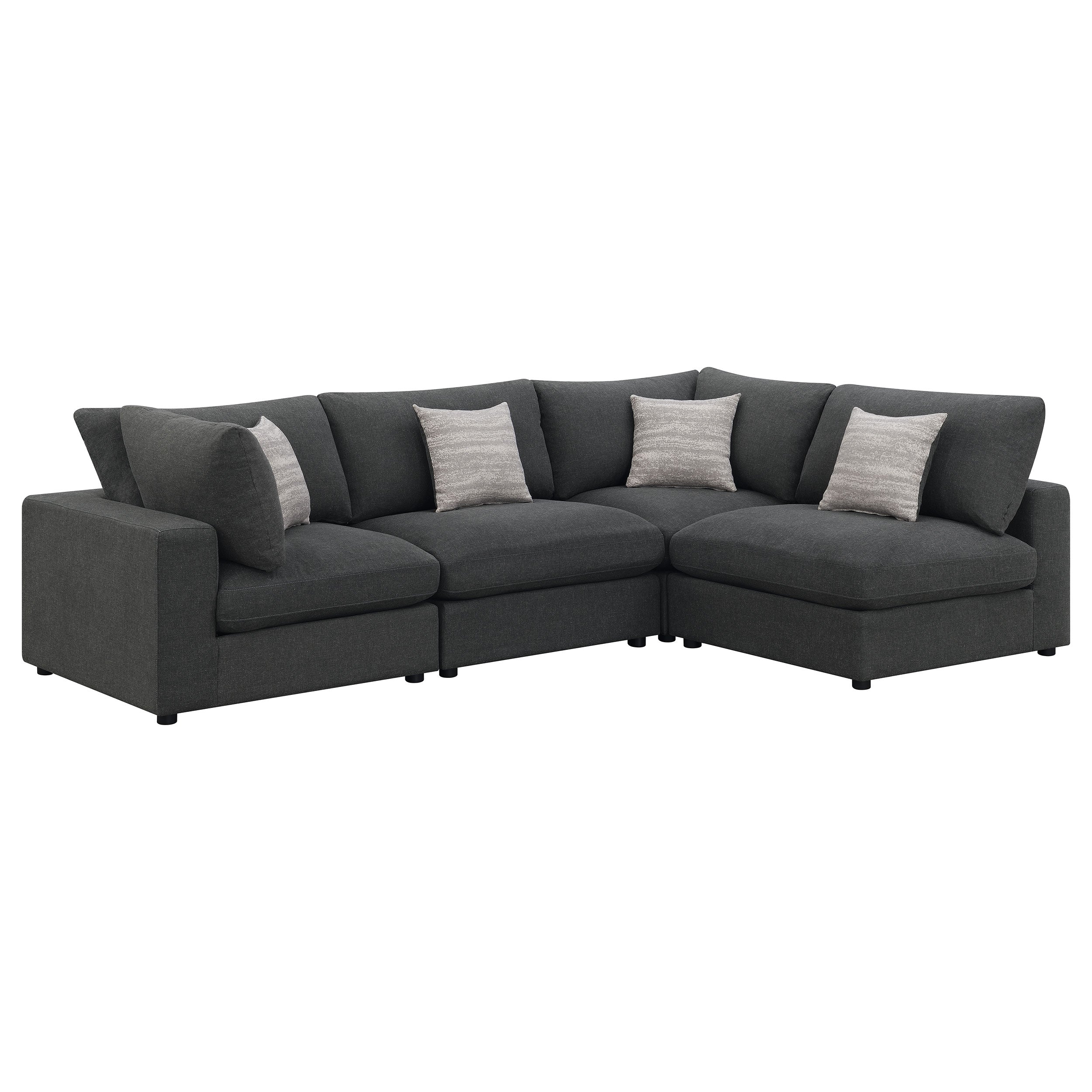 Orleans Furniture - Coaster - Serene 4-piece Upholstered Modular Sectional Sofa Charcoal - 551324-SETA