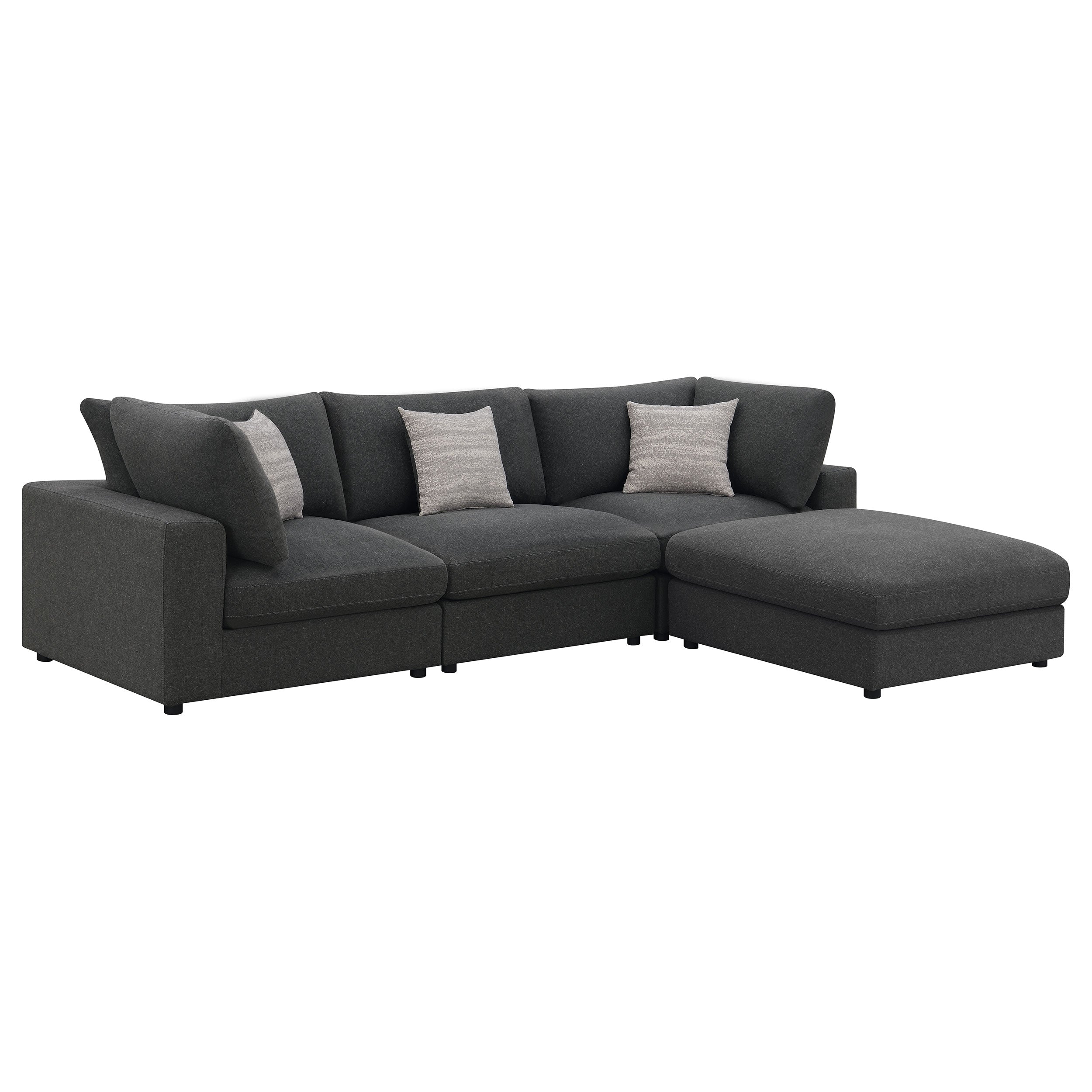 Orleans Furniture - Coaster - Serene 4-piece Upholstered Modular Sectional Sofa Charcoal - 551324-SETB