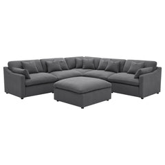 Orleans Furniture - Coaster - Hobson 6-piece Upholstered Modular Sectional Sofa Charcoal - 551455-SET