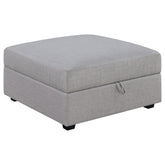 Orleans Furniture - Coaster - Cambria Square Upholstered Storage Ottoman Grey - 551513