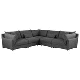 Orleans Furniture - Coaster - Sasha 5-piece Upholstered Modular Sectional Barely Black - 551681-SETA