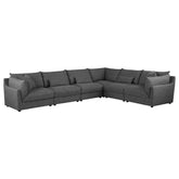 Orleans Furniture - Coaster - Sasha 6-Piece Upholstered Modular Sectional Barely Black - 551681-SET