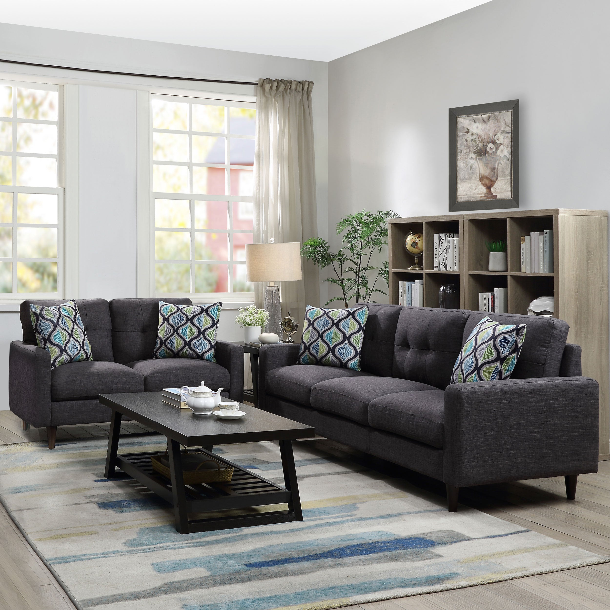 Orleans Furniture - Coaster - Watsonville 2-piece Upholstered Track Arm Sofa Set Grey - 552001-S2