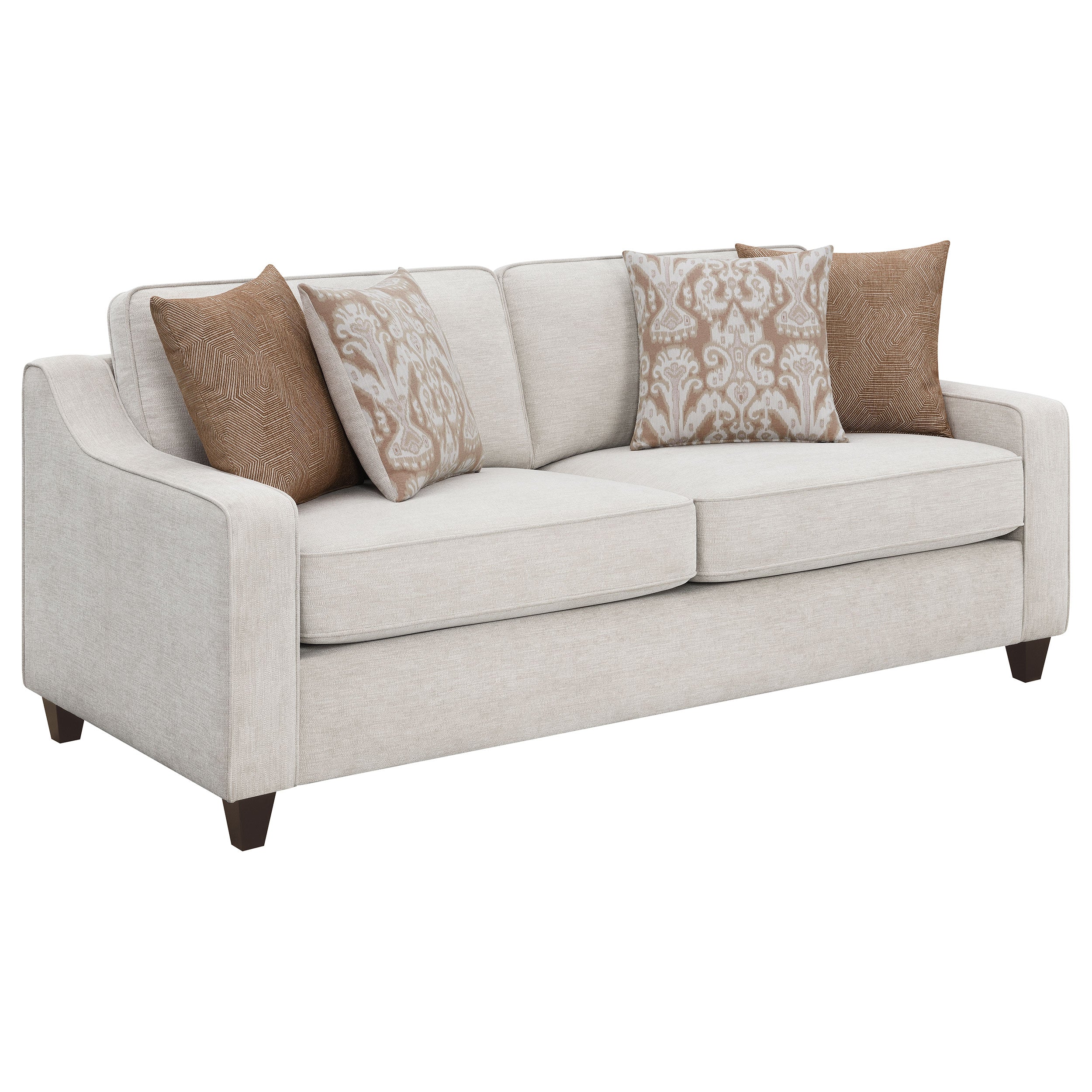 Orleans Furniture - Coaster - Christine Upholstered Sloped Arm Sofa Beige - 552061
