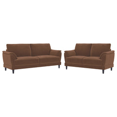Selma 2-piece Velvet Upholstered Crescent Arm Sofa Set Rust