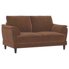 Orleans Furniture - Coaster - Selma Velvet Upholstered Crescent Arm Loveseat Rust - 552102