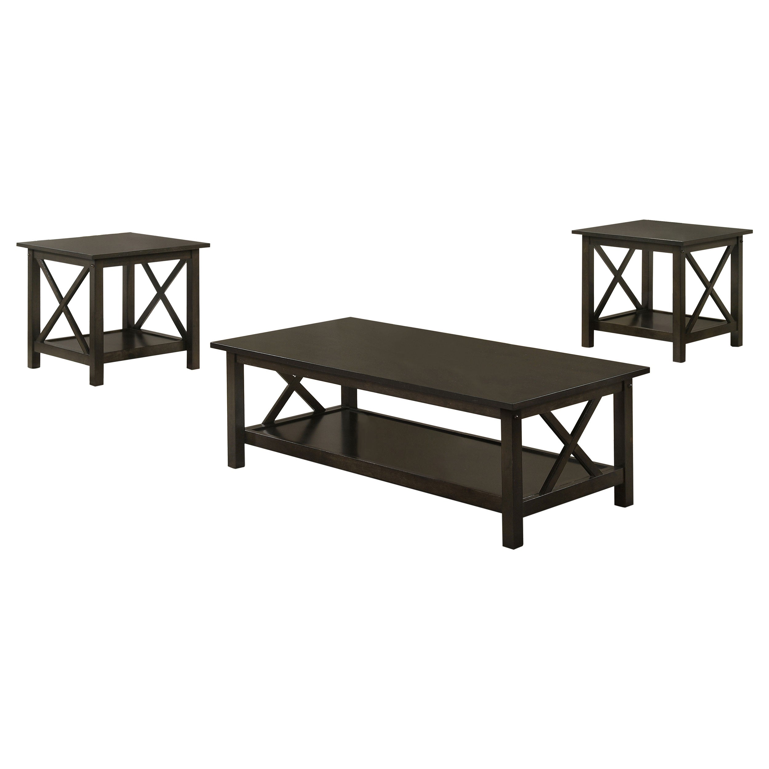 Orleans Furniture - Coaster - Rachelle 3-piece Rectangular Coffee Table Set Deep Merlot - 5909