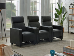 Orleans Furniture - Coaster - Toohey Upholstered Tufted Recliner Living Room Set Black - 600181-S3B