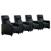 Orleans Furniture - Coaster - Toohey Upholstered Tufted Recliner Living Room Set Black - 600181-S4A
