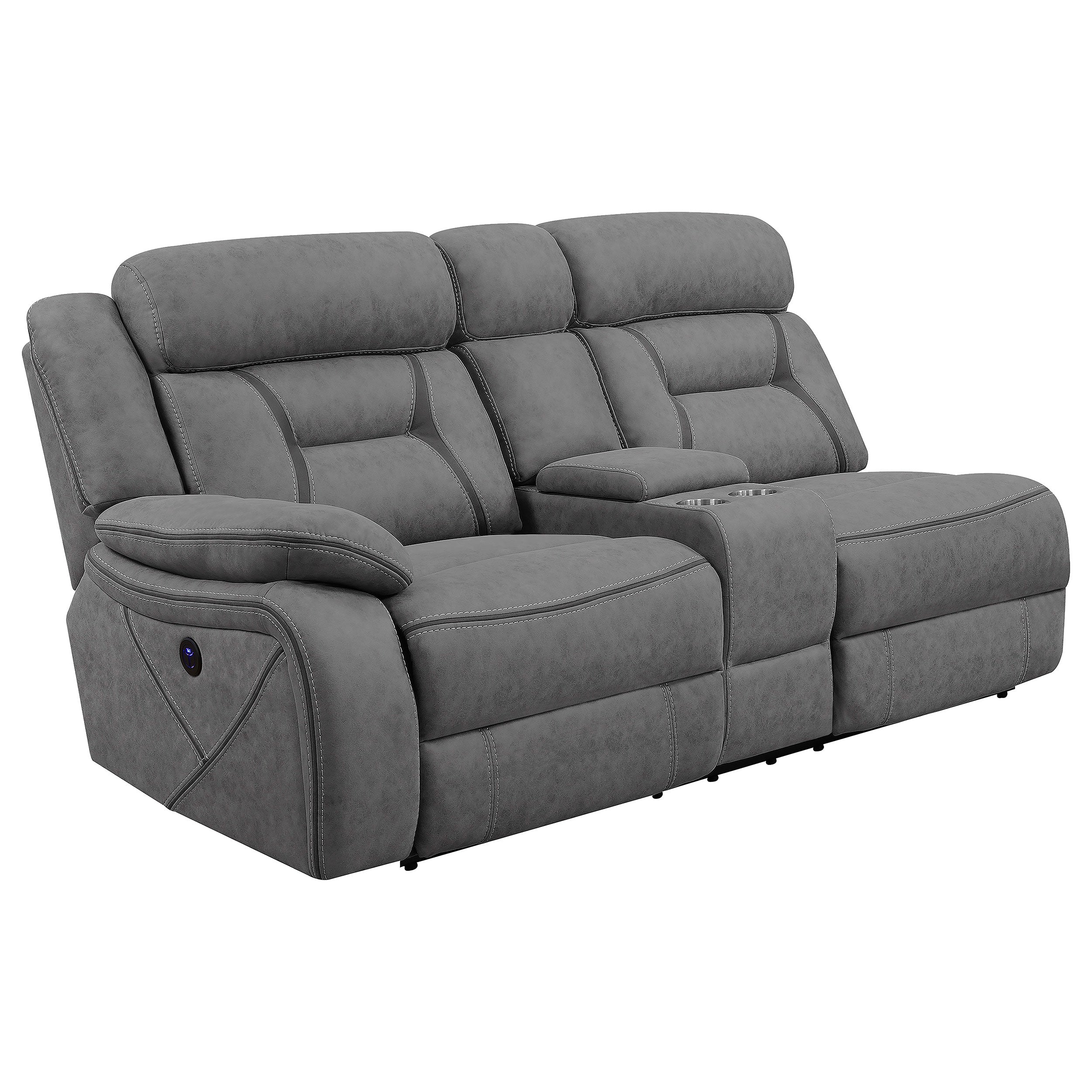 Orleans Furniture - Coaster - Higgins Upholstered LAF Power Loveseat Grey - 600370B1