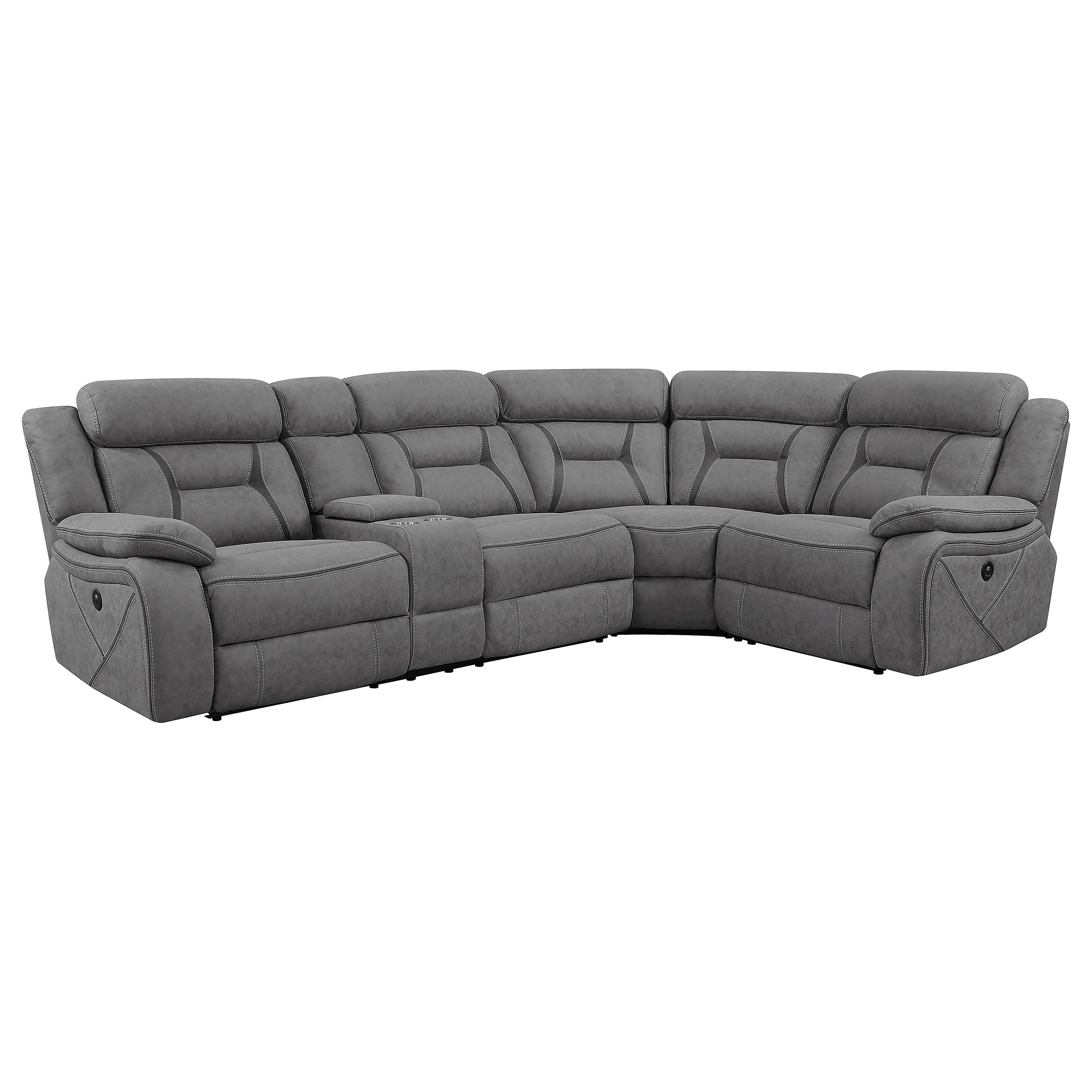 Orleans Furniture - Coaster - Higgins Upholstered Power Reclining Sectional Sofa Grey - 600370