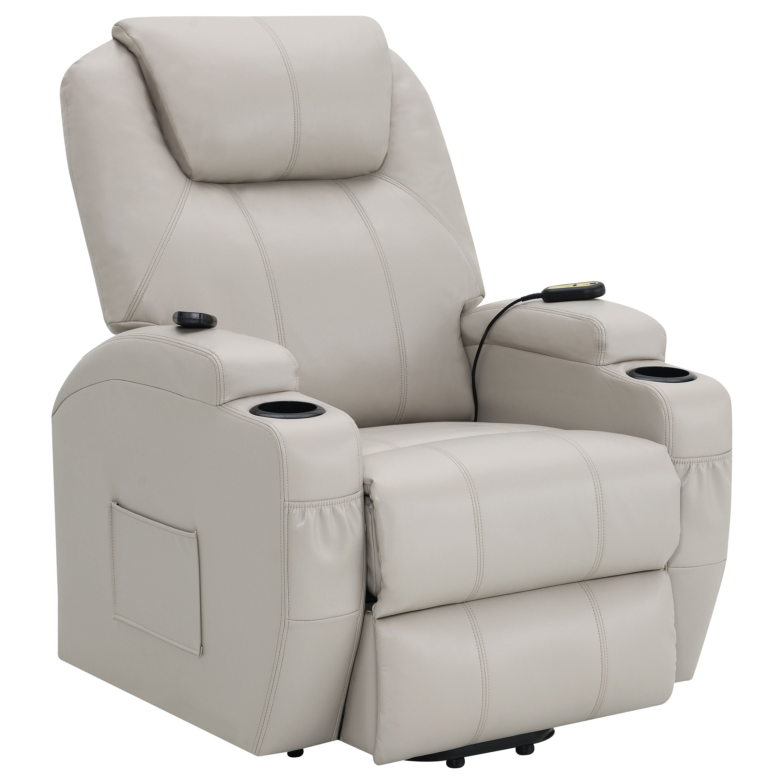 Orleans Furniture - Coaster - Sanger Upholstered Power Lift Massage Recliner Champagne - 600497P