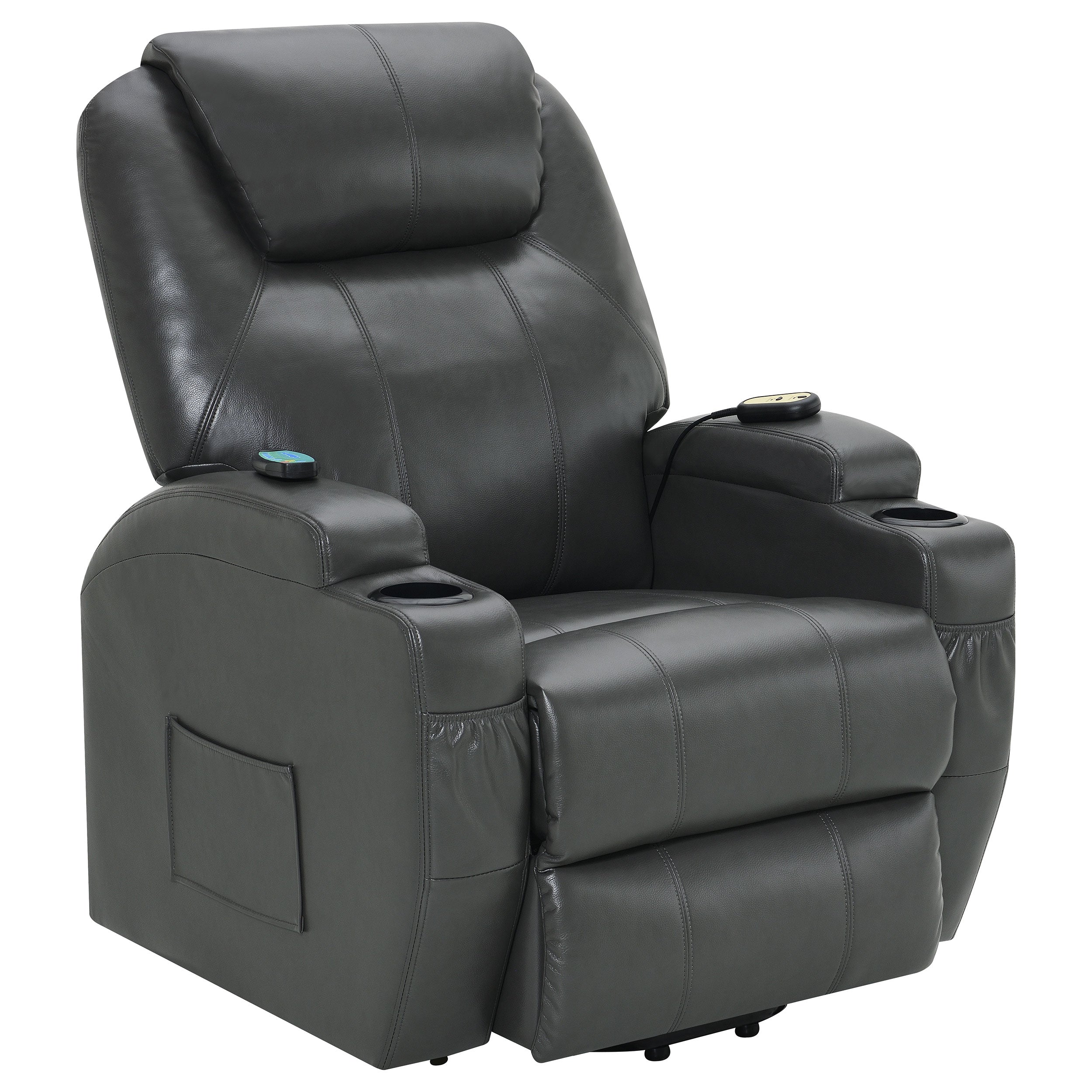 Orleans Furniture - Coaster - Sanger Upholstered Power Lift Massage Recliner Charcoal Grey - 600498P