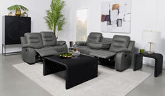Orleans Furniture - Coaster - Nova 2-piece Upholstered Padded Arm Sofa Set Dark Grey - 602531-S2