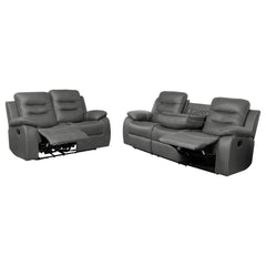 Nova 2-piece Upholstered Padded Arm Sofa Set Dark Grey