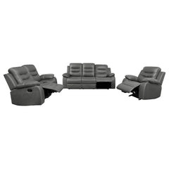 Nova 3-piece Upholstered Padded Arm Sofa Set Dark Grey