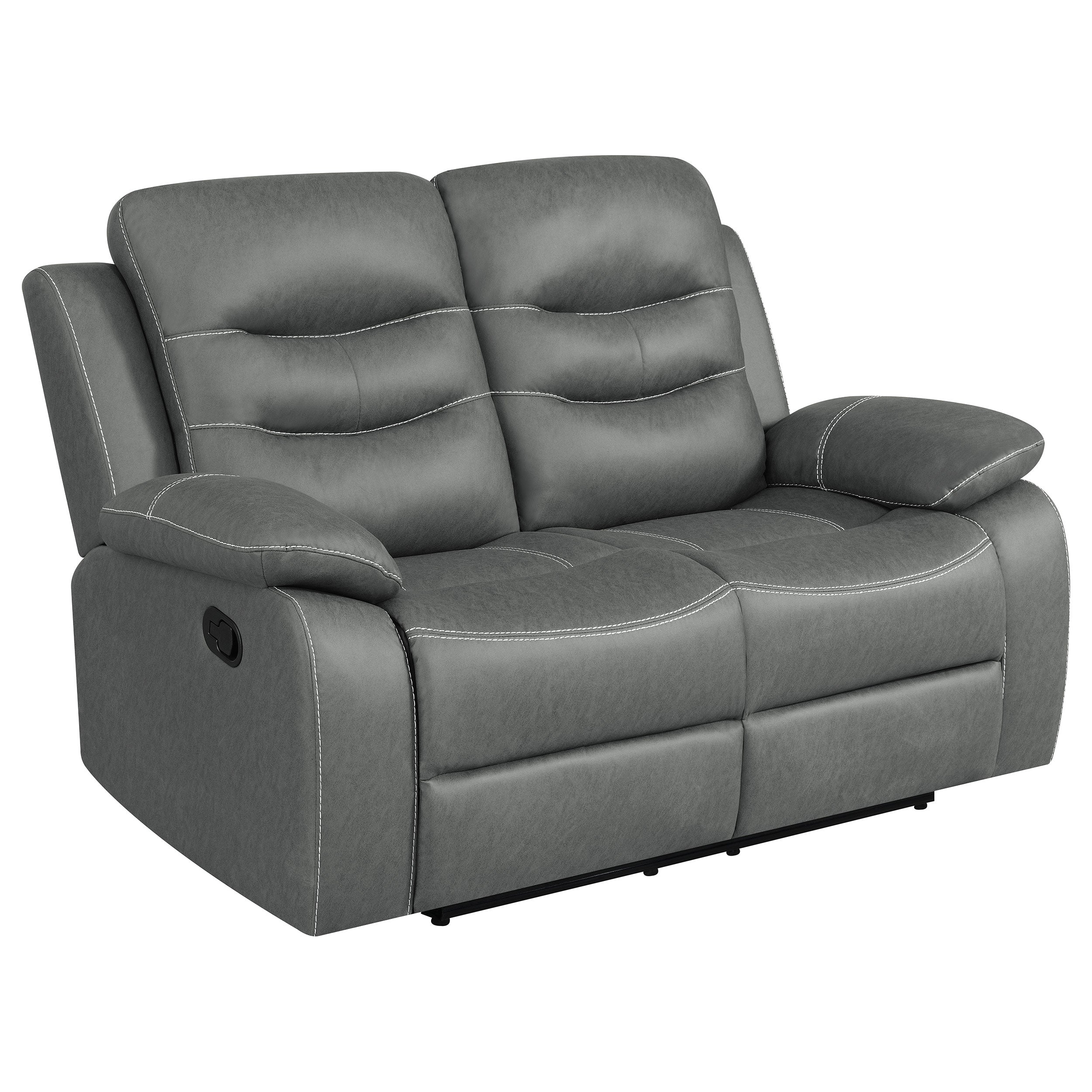 Orleans Furniture - Coaster - Nova Upholstered Padded Arm Reclining Loveseat Dark Grey - 602532