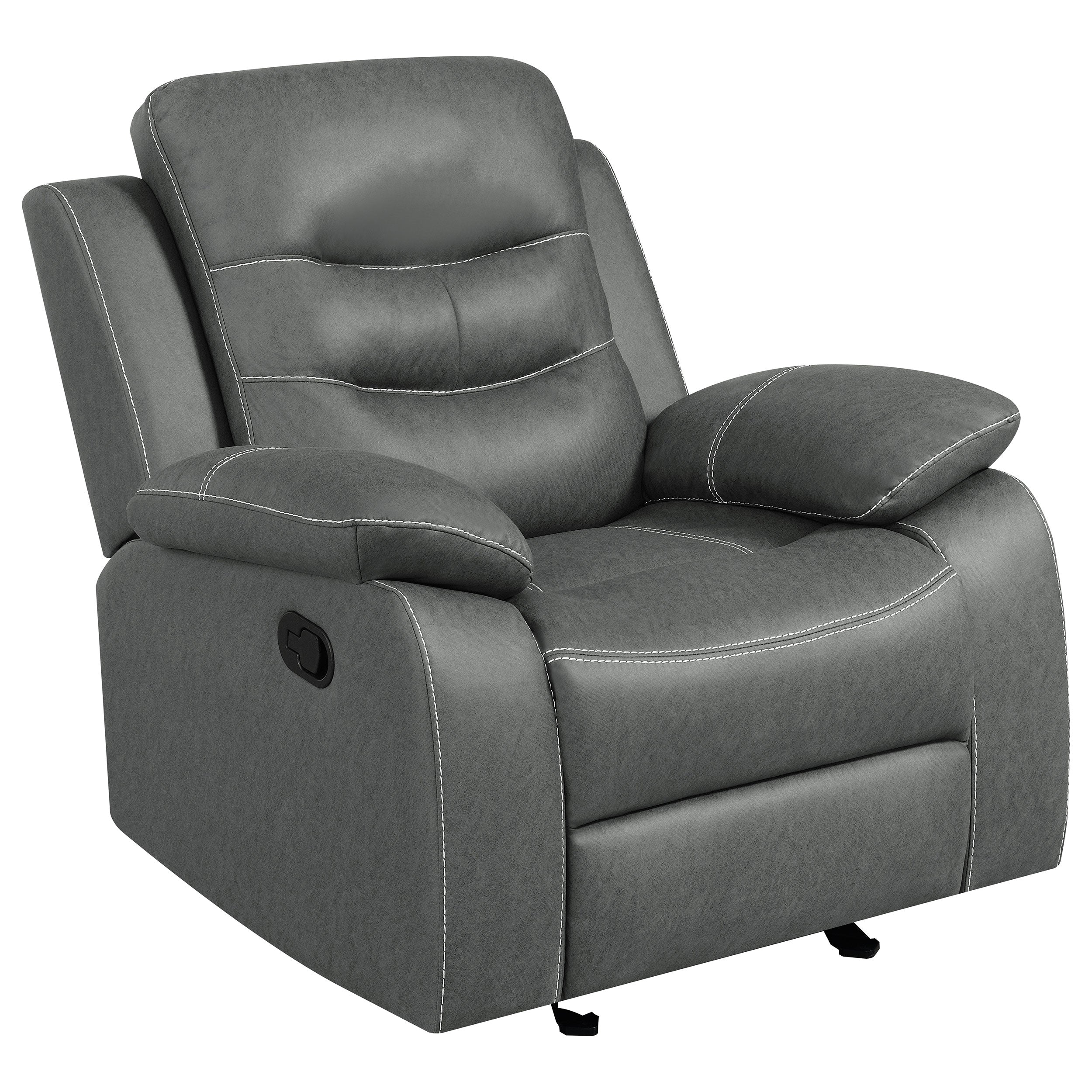 Orleans Furniture - Coaster - Nova Upholstered Padded Arm Glider Recliner Dark Grey - 602533