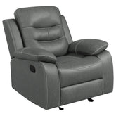 Orleans Furniture - Coaster - Nova Upholstered Padded Arm Glider Recliner Dark Grey - 602533