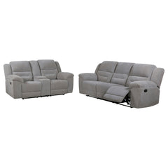 Gilson 2-piece Chenille Upholstered Reclining Sofa Set Grey