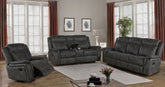 Orleans Furniture - Coaster - Lawrence 3-piece Upholstered Reclining Sofa Set Charcoal - 603504-S3