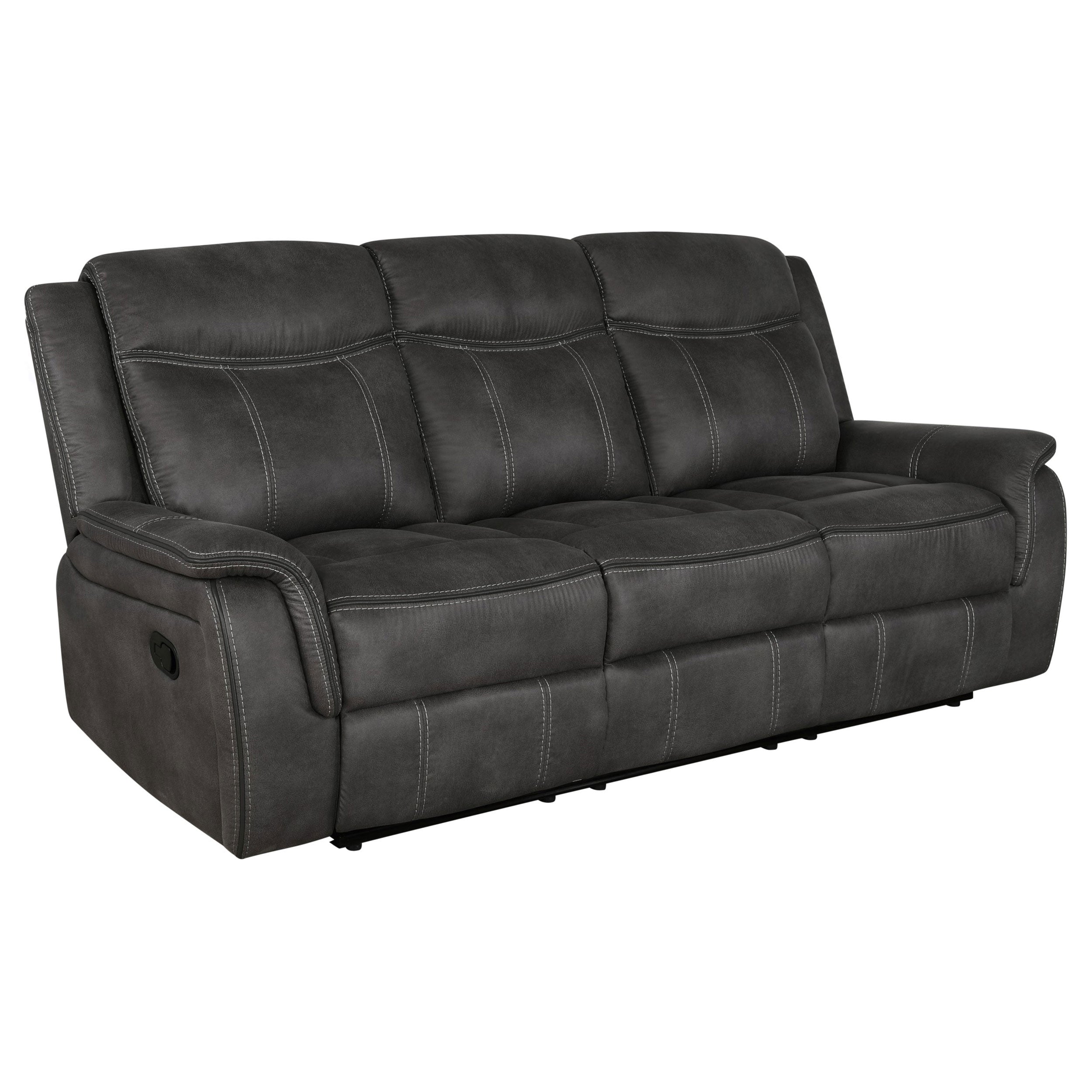 Orleans Furniture - Coaster - Lawrence Upholstered Padded Arm Reclining Sofa Charcoal - 603504