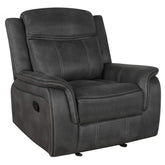 Orleans Furniture - Coaster - Lawrence Upholstered Padded Arm Glider Recliner Charcoal - 603506