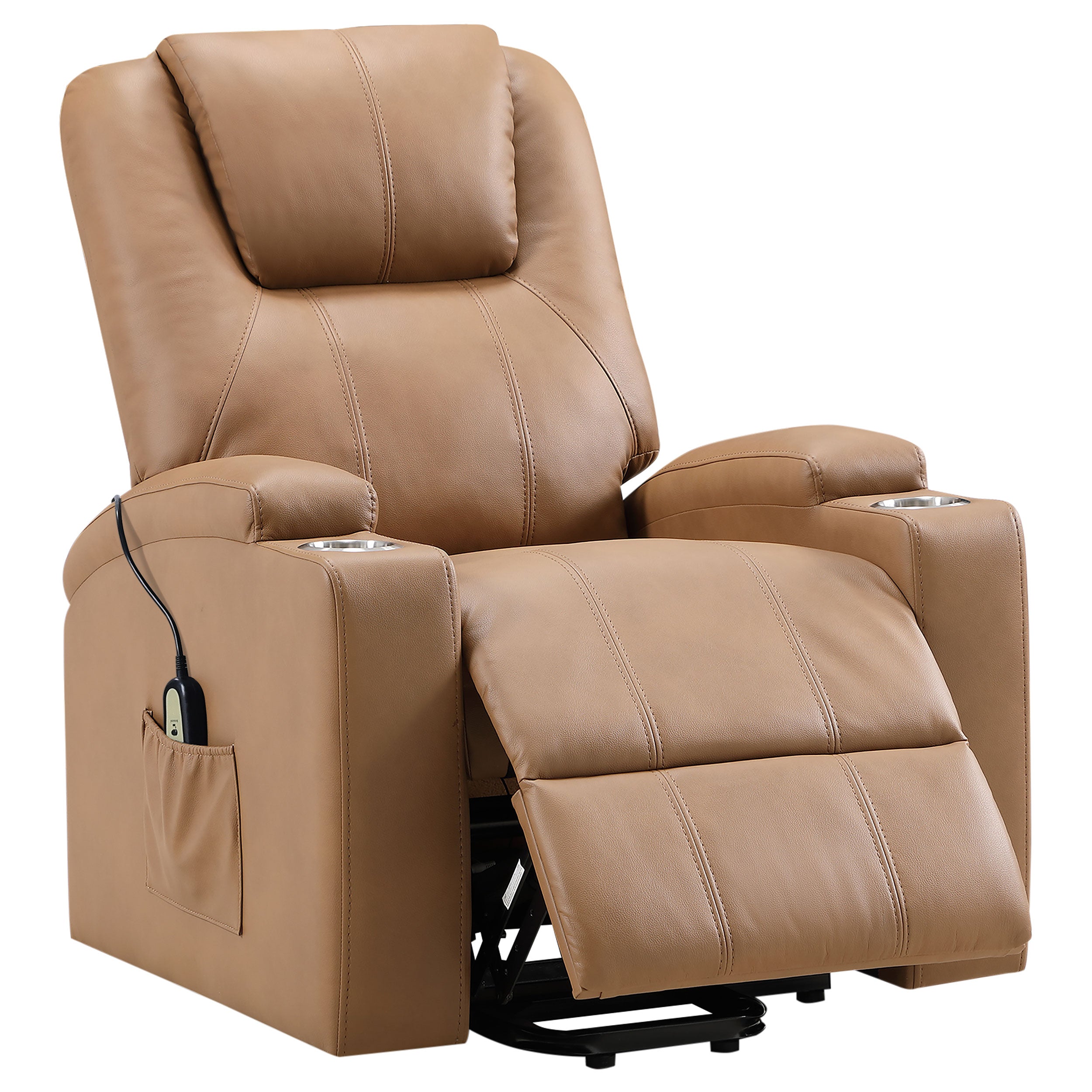 Orleans Furniture - Coaster - Armstrong Upholstered Power Lift Massage Recliner Camel - 609476P