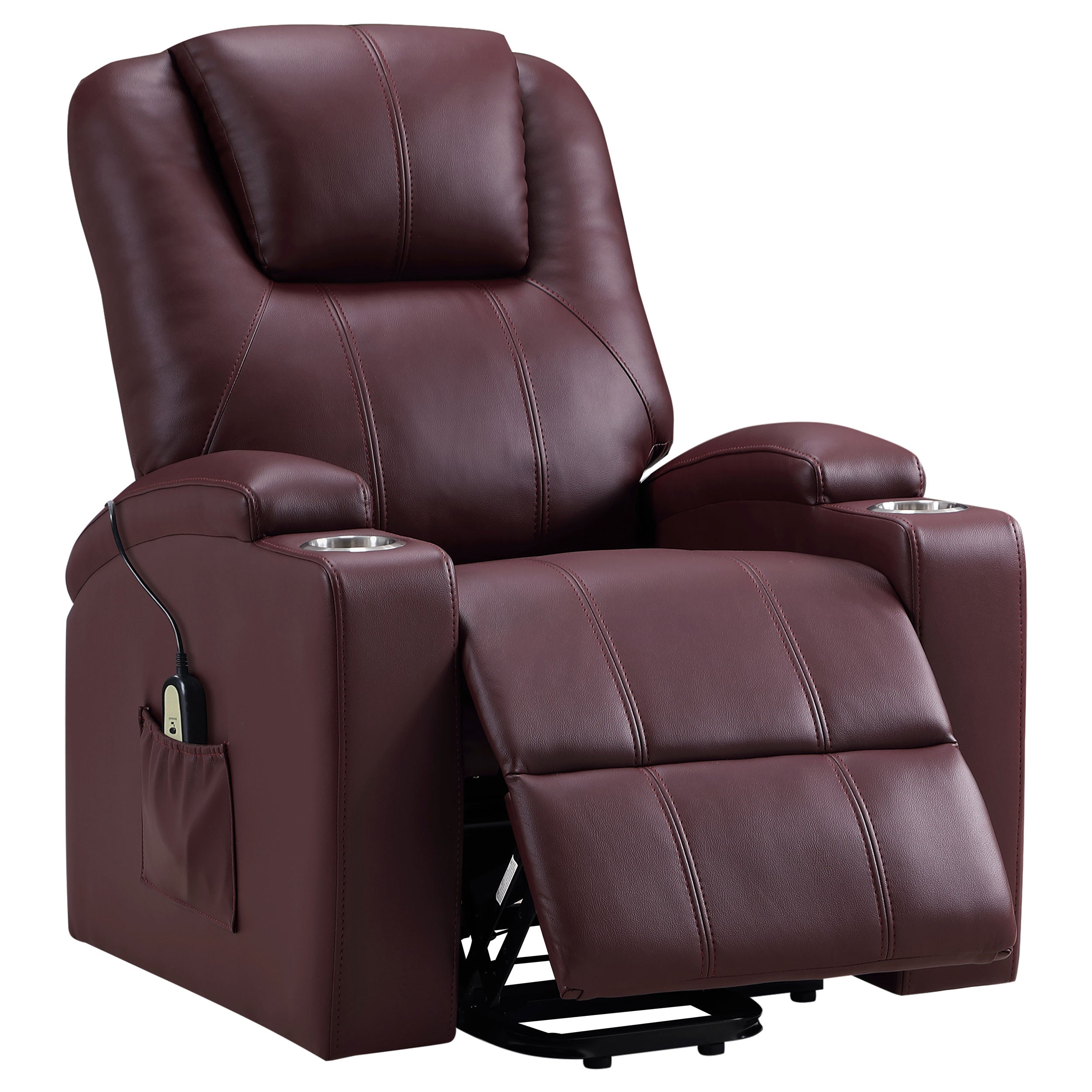 Orleans Furniture - Coaster - Armstrong Upholstered Power Lift Massage Recliner Wine - 609479P
