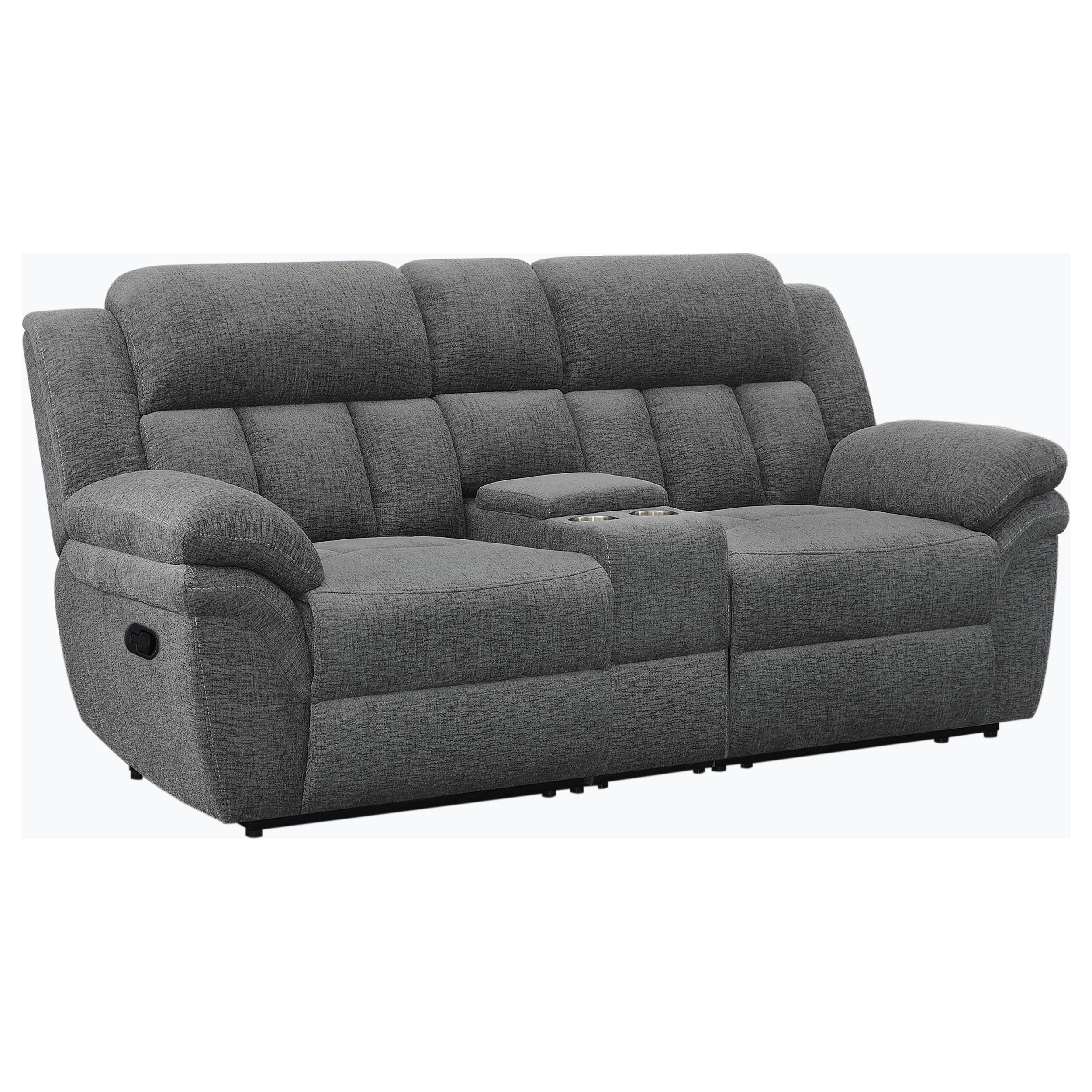 Orleans Furniture - Coaster - Bahrain Upholstered Motion Loveseat Charcoal - 609542