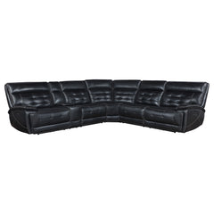Orleans Furniture - Coaster - Hewitt Leather Upholstered Power Reclining Sectional Black - 609610PP