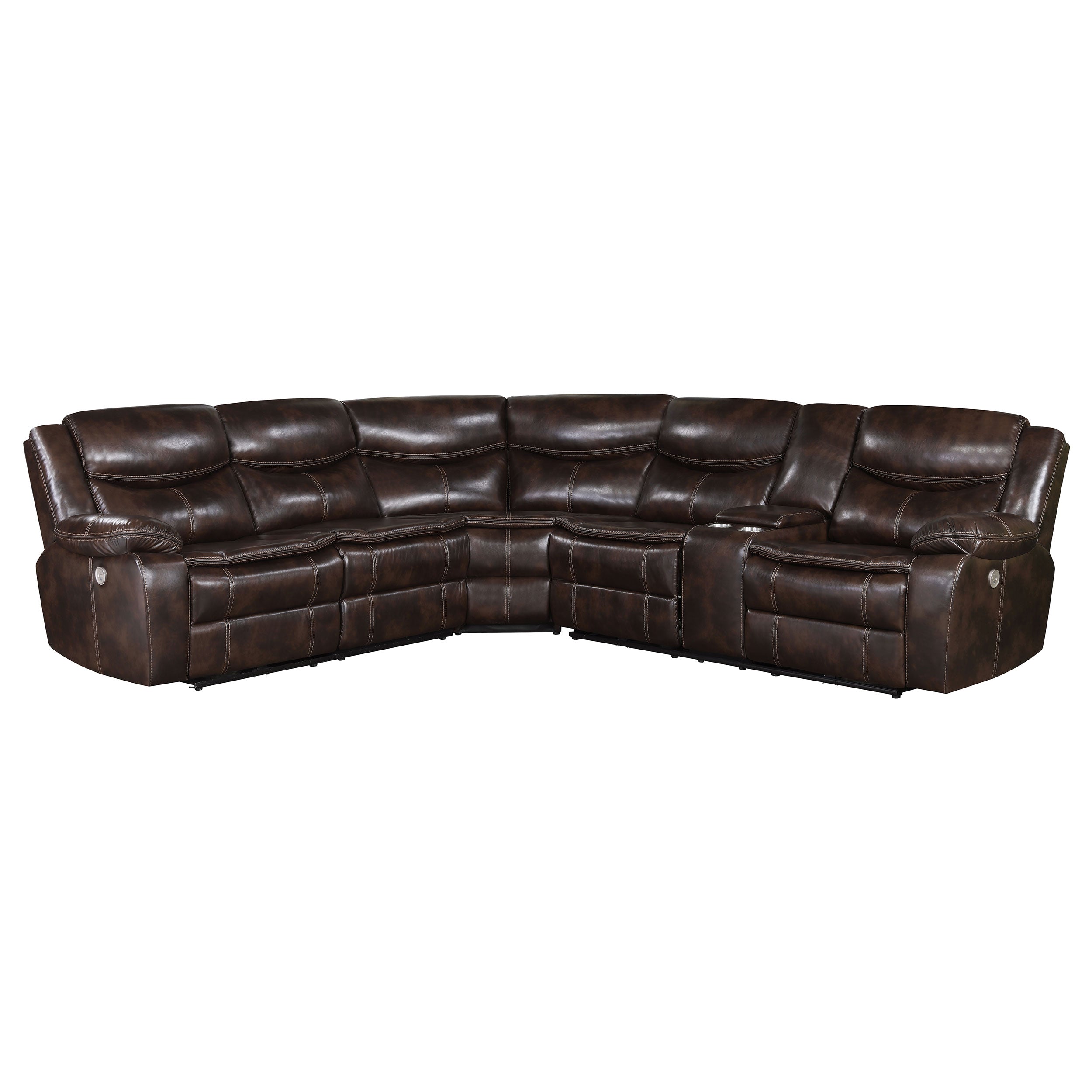 Orleans Furniture - Coaster - Sycamore Upholstered Power Reclining Sectional Sofa Brown - 610190P