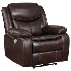Orleans Furniture - Coaster - Sycamore Upholstered Power Recliner Chair Dark Brown - 610193P