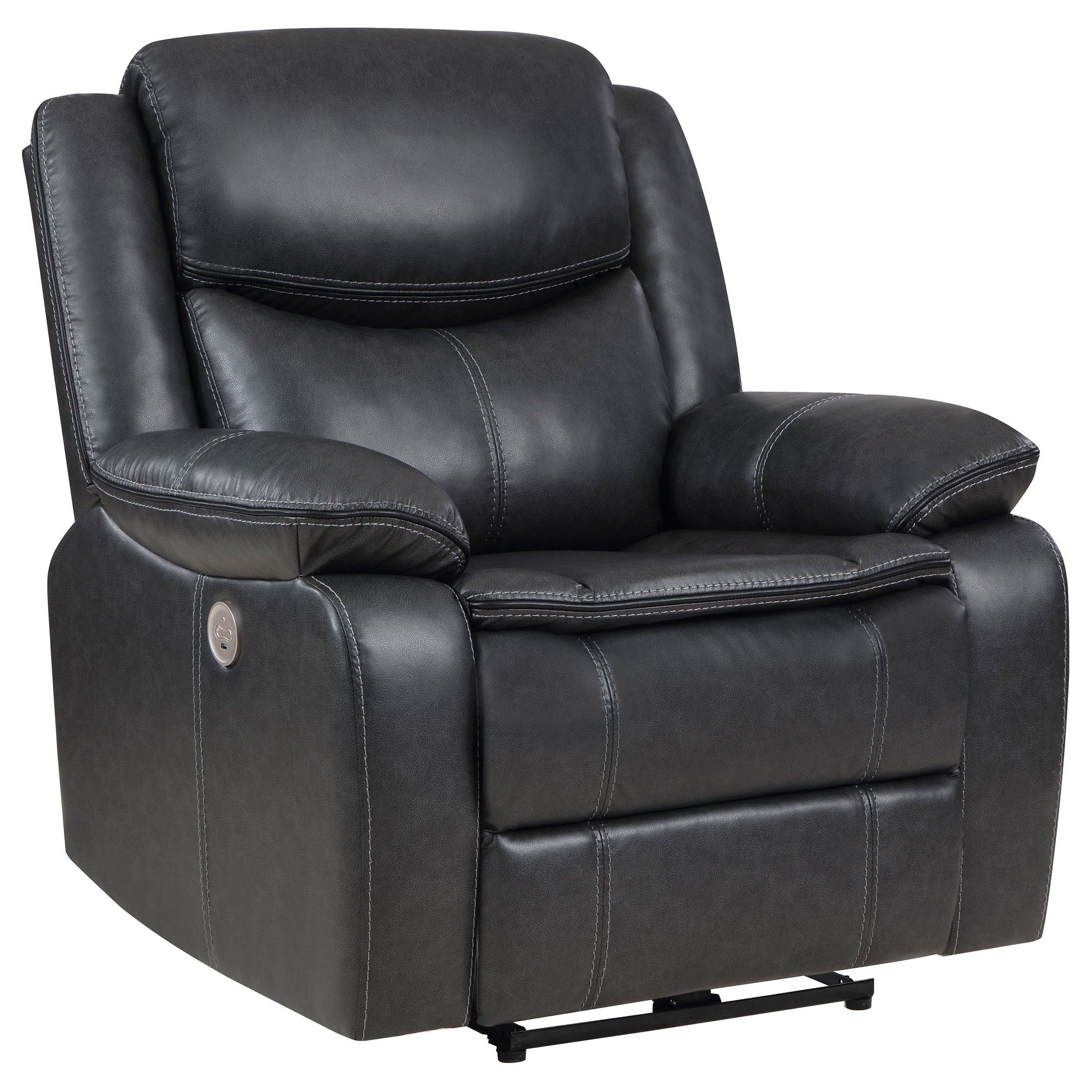 Orleans Furniture - Coaster - Sycamore Upholstered Power Recliner Chair Dark Grey - 610233P
