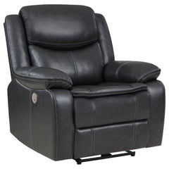 Orleans Furniture - Coaster - Sycamore Upholstered Power Recliner Chair Dark Grey - 610233P