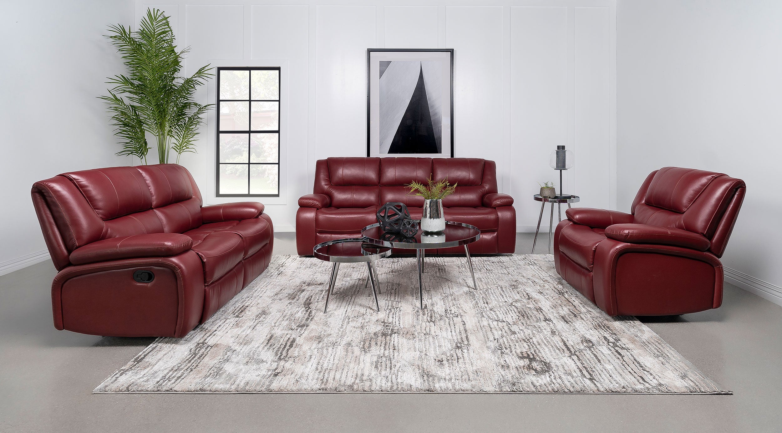 Orleans Furniture - Coaster - Camila 3-piece Upholstered Reclining Sofa Set Red - 610241-S3