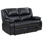Orleans Furniture - Coaster - Camila Upholstered Motion Reclining Loveseat Black - 610245