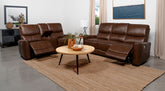 Orleans Furniture - Coaster - Greenfield 2-piece Power Reclining Sofa Set Saddle Brown - 610264P-S2