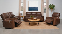 Orleans Furniture - Coaster - Greenfield 3-piece Power Reclining Sofa Set Saddle Brown - 610264P-S3