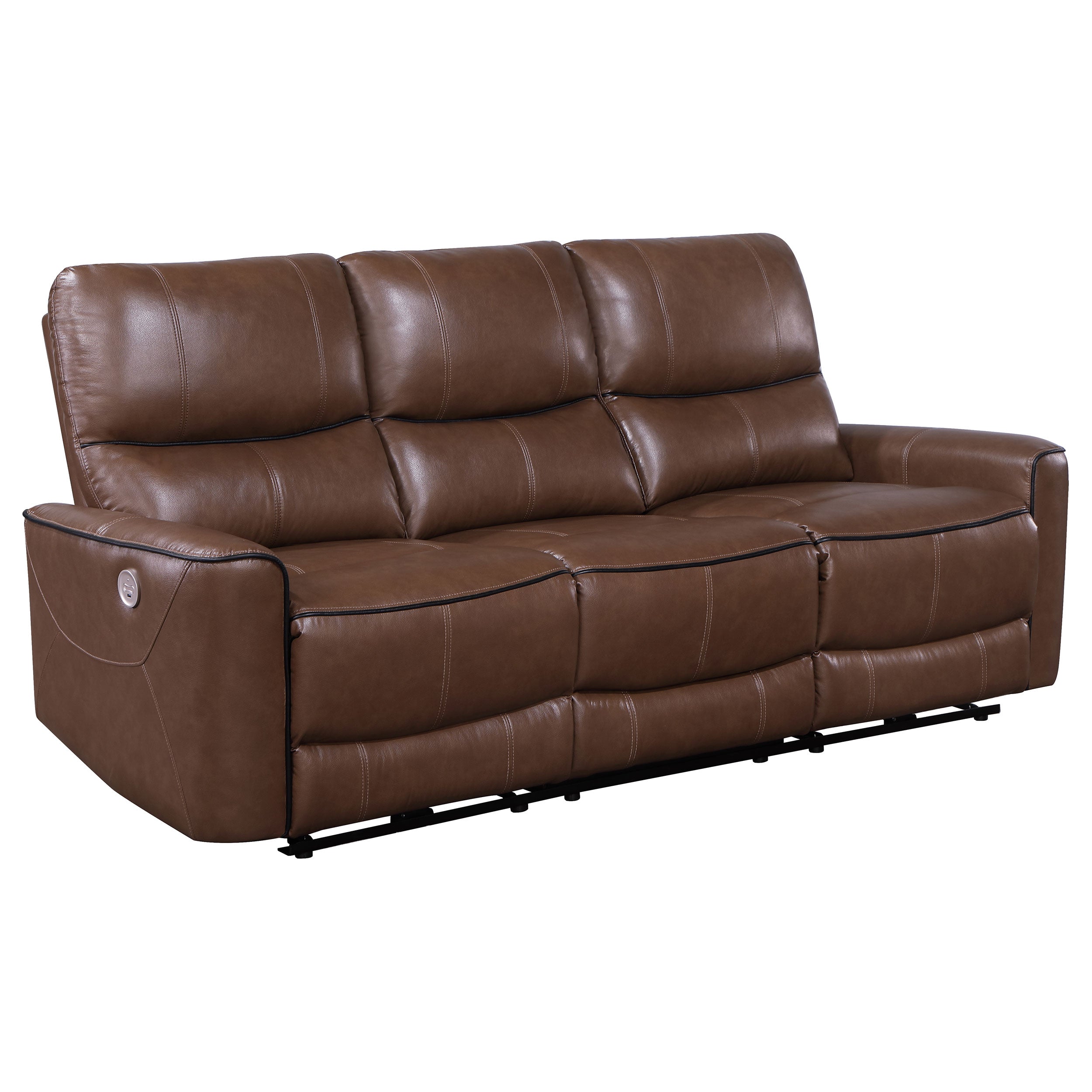 Orleans Furniture - Coaster - Greenfield Upholstered Power Reclining Sofa Saddle Brown - 610264P