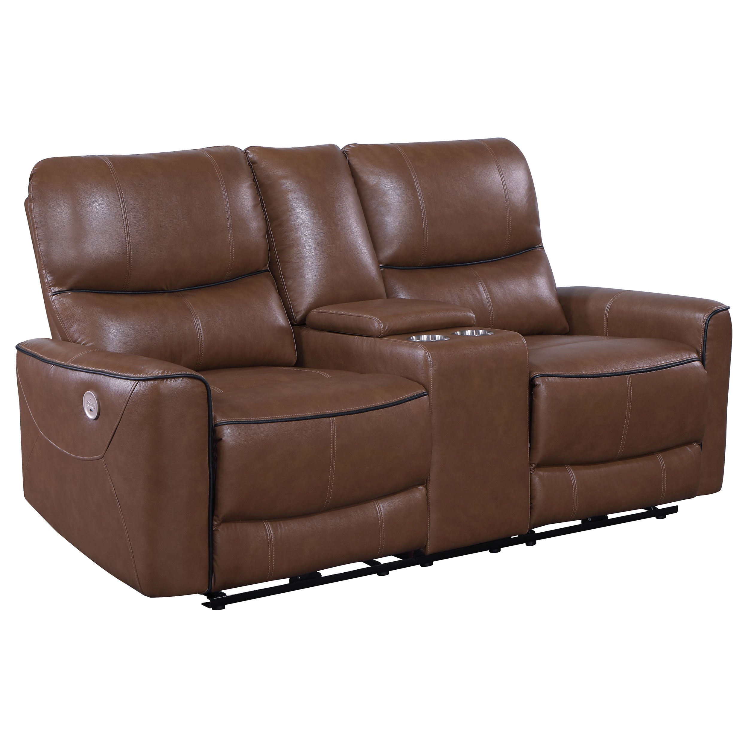Orleans Furniture - Coaster - Greenfield Upholstered Power Reclining Loveseat Saddle Brown - 610265P