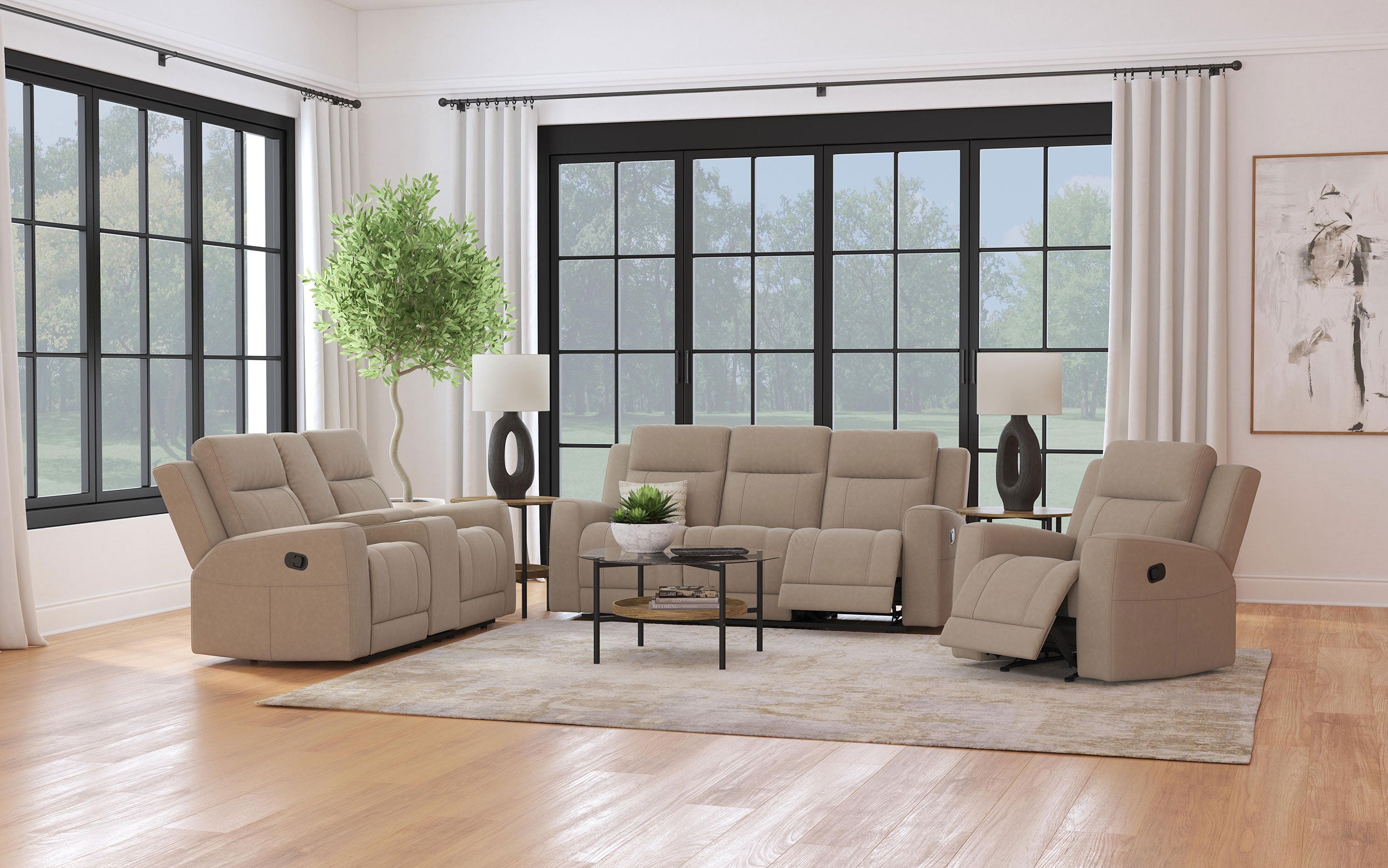 Orleans Furniture - Coaster - Brentwood 3-piece Upholstered Reclining Sofa Set Taupe - 610281-S3