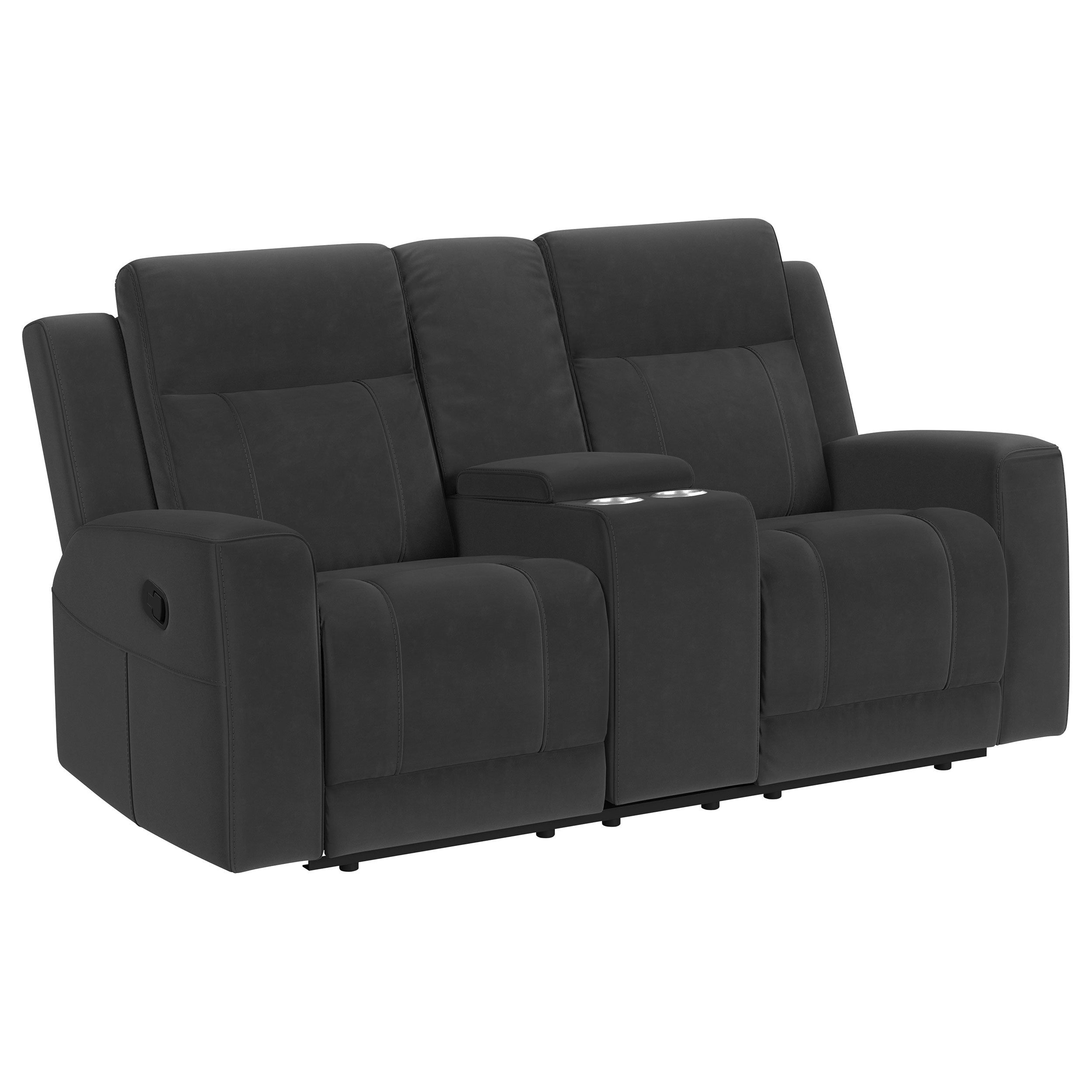 Orleans Furniture - Coaster - Brentwood Upholstered Reclining Loveseat Dark Charcoal - 610285