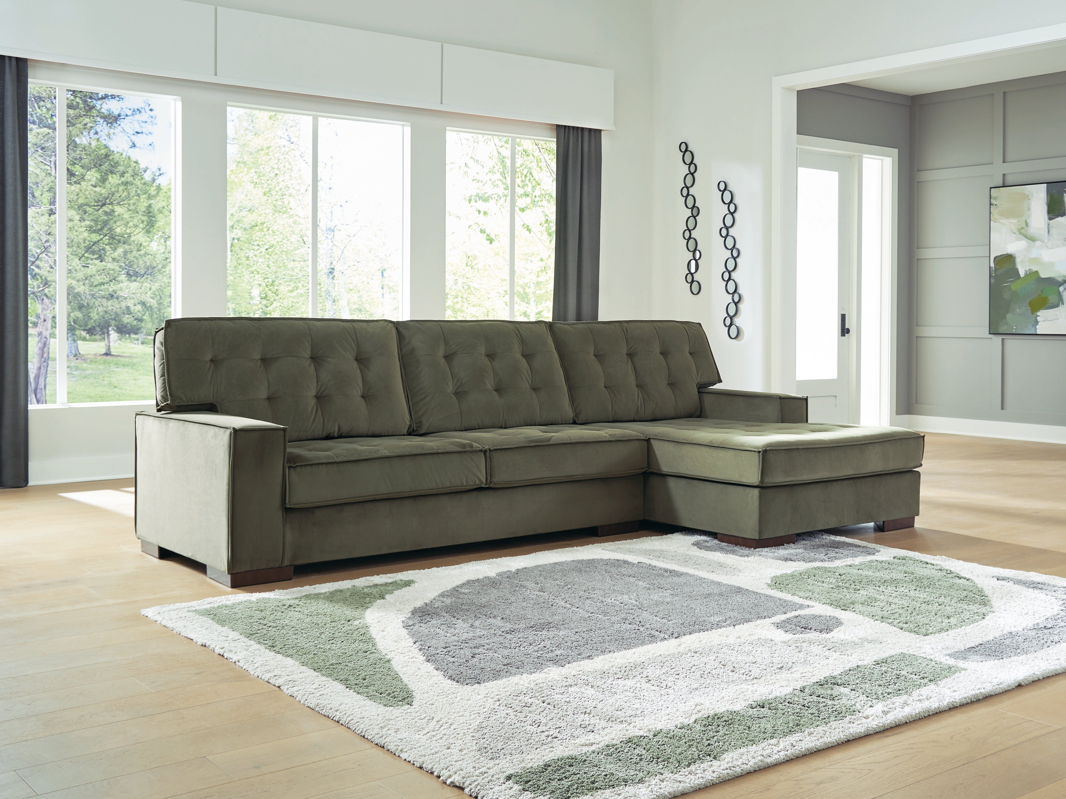Orleans Furniture - Ashley Furniture - Caspian-Town Sectional - LAF 2-Piece Sectional with Chaise / Olive - PC61702S2