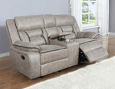 Orleans Furniture - Coaster - Greer Upholstered Motion Reclining Loveseat Taupe - 651352