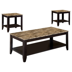 Orleans Furniture - Coaster - Flores 3-piece Faux Marble Top Coffee Table Set Cappuccino - 700155
