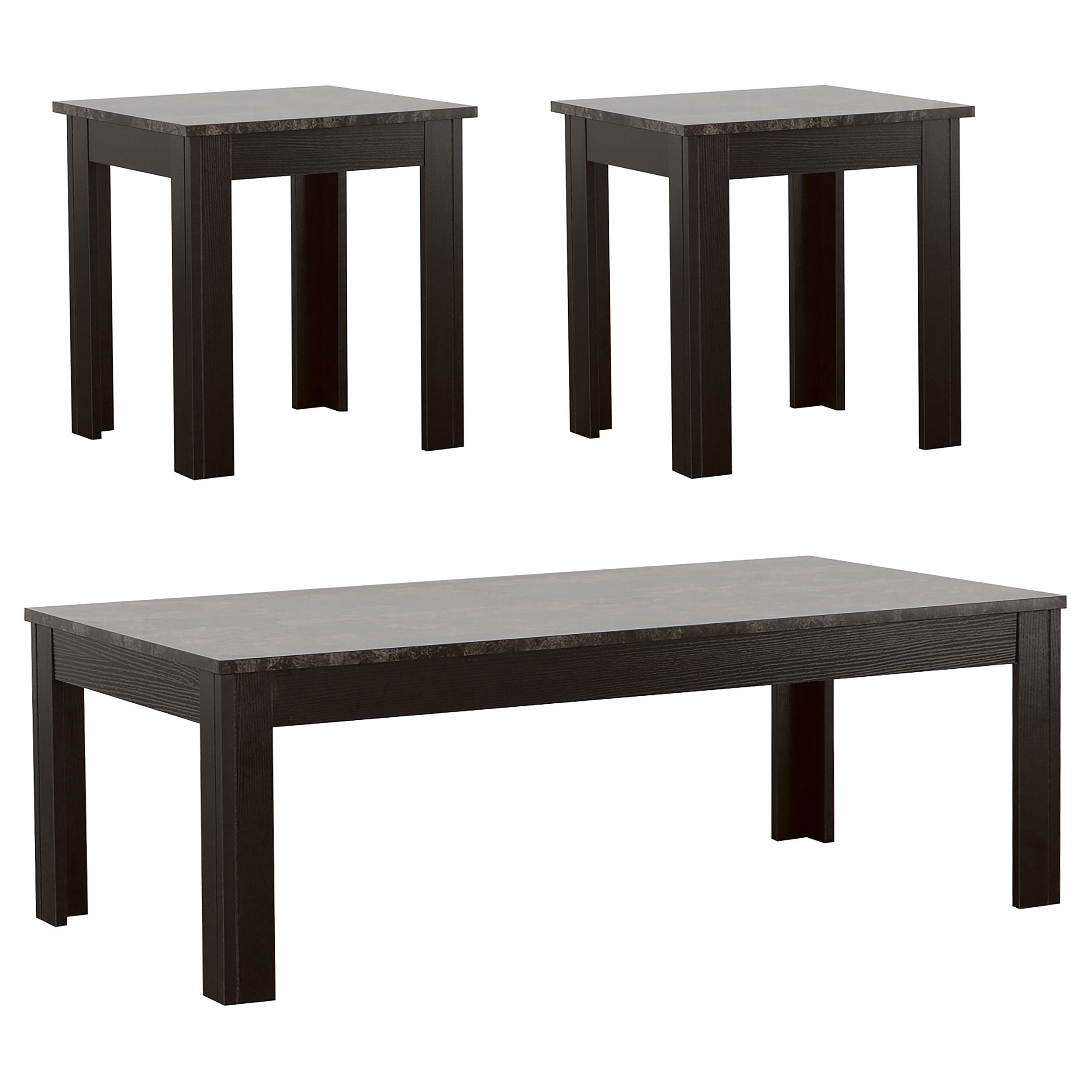 Orleans Furniture - Coaster - Rhodes 3-piece Faux Marble Top Coffee Table Set Grey - 700375