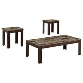 Orleans Furniture - Coaster - Rhodes 3-piece Faux Marble Top Coffee Table Set Brown - 700395